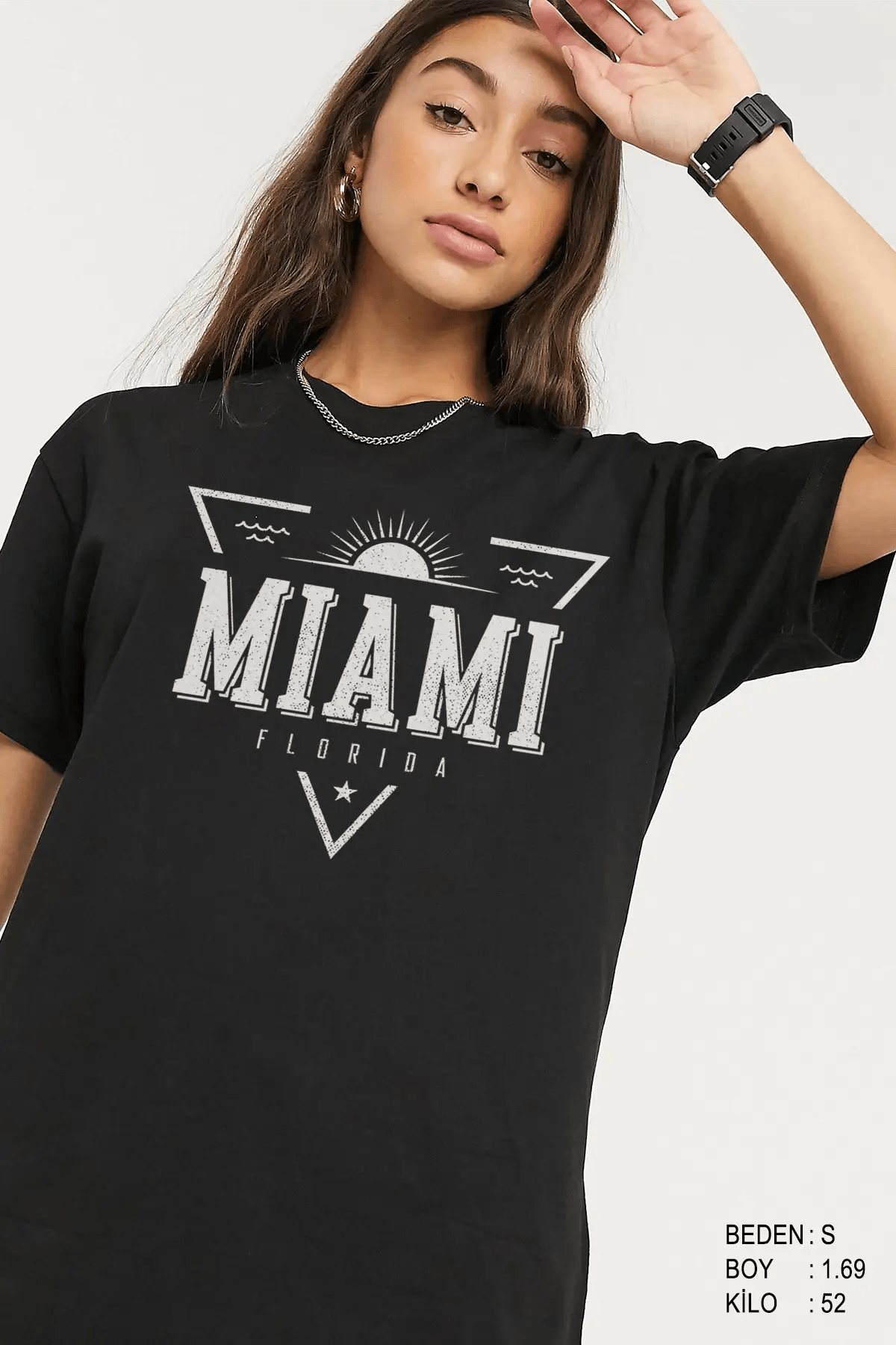 Miami Oversize Kadın Tişört - PΛSΛGE