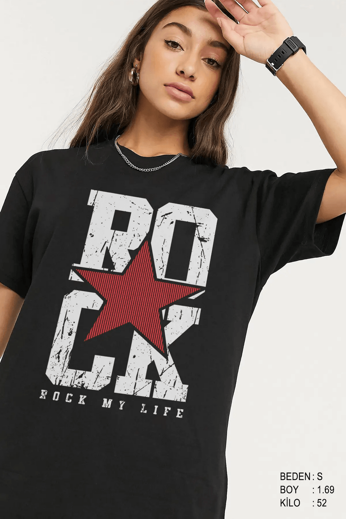 Rock Oversize Kadın Tişört - PΛSΛGE