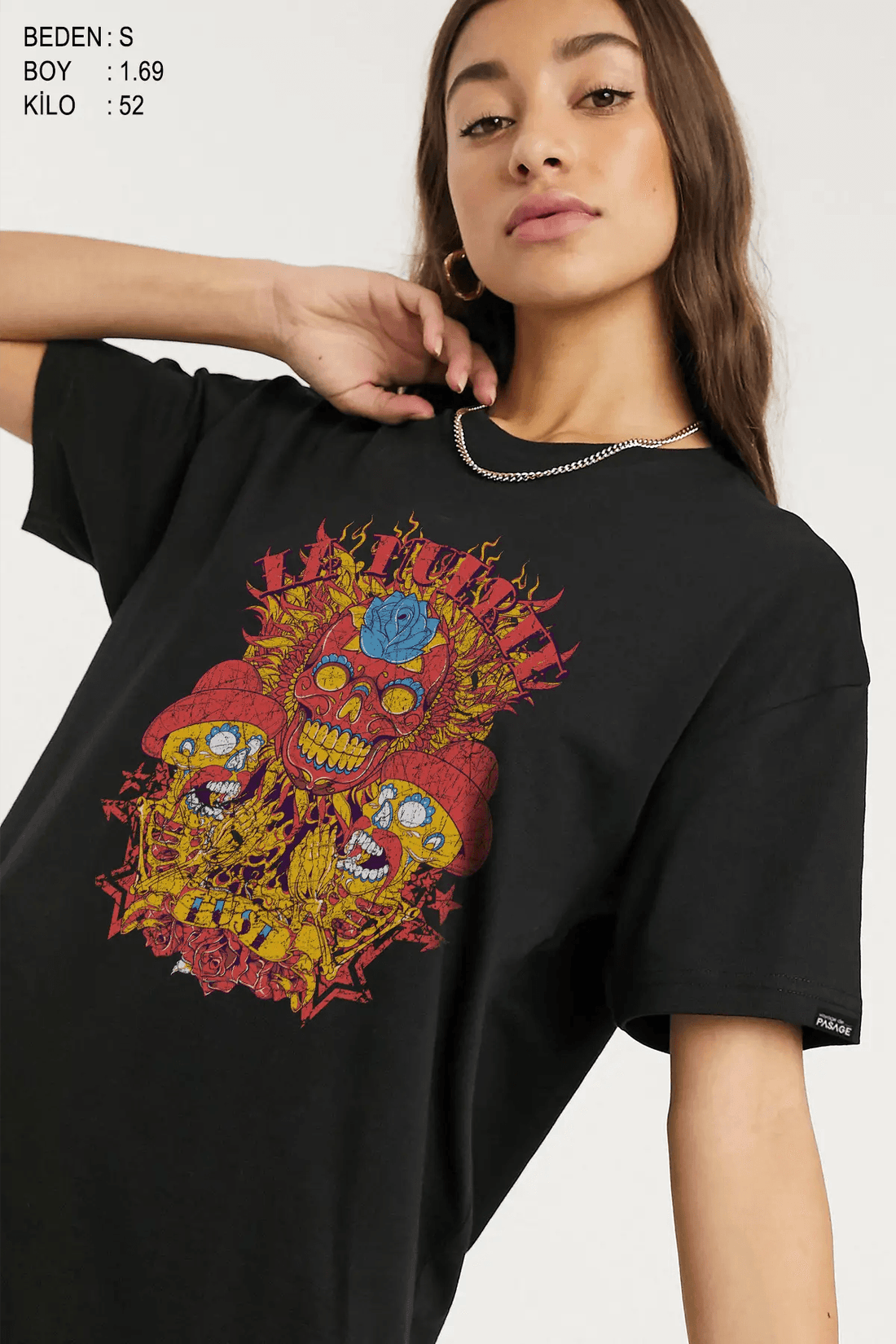 La Muerte Oversize Kadın Tişört - PΛSΛGE