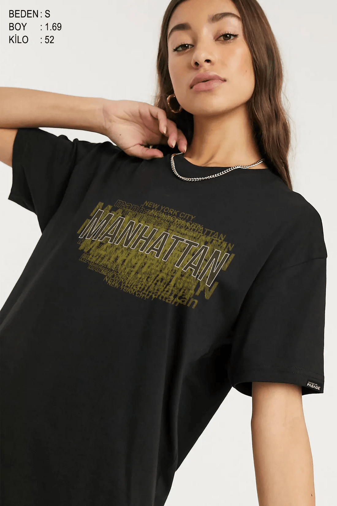 Manhattan City Oversize Kadın Tişört - PΛSΛGE