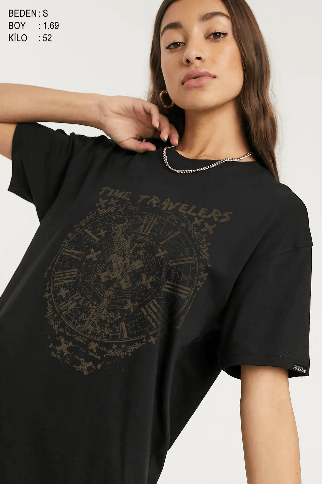 Time Travelers Oversize Kadın Tişört - PΛSΛGE