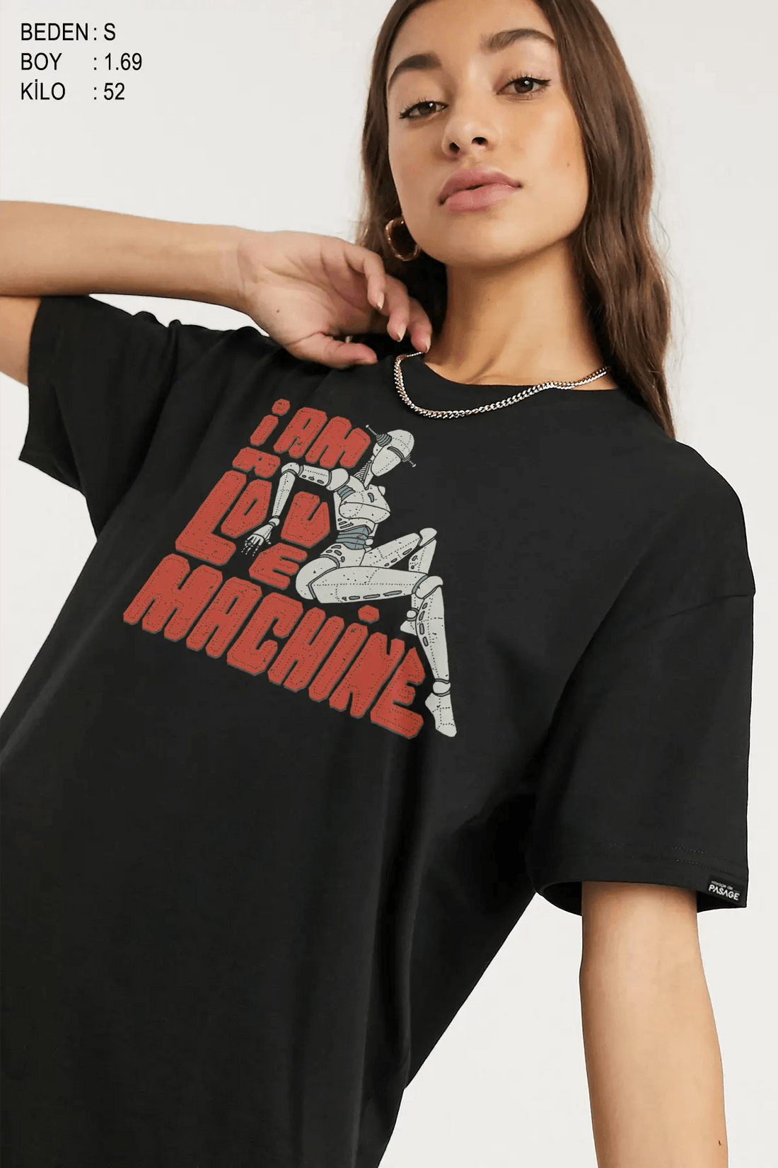 Love Machine Oversize Kadın Tişört - PΛSΛGE