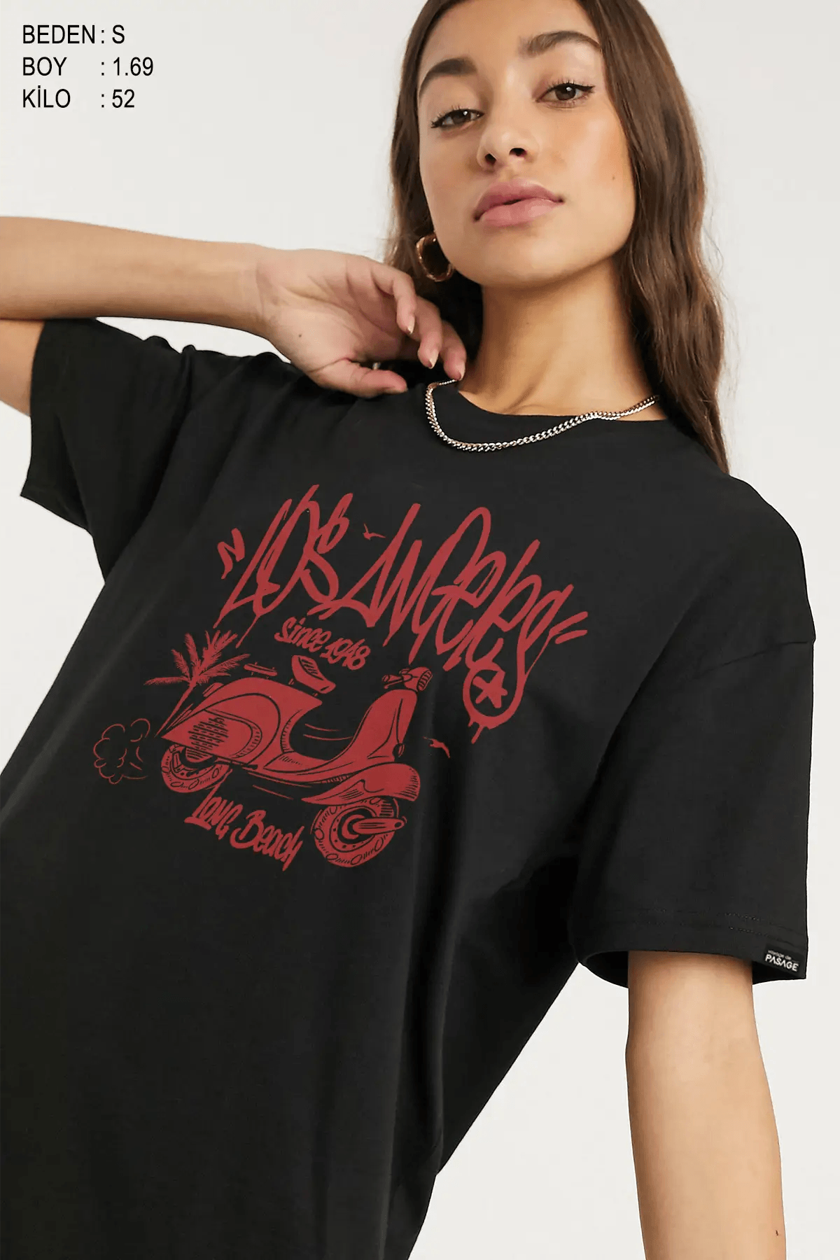 LA Oversiz Kadın Tişört - PΛSΛGE
