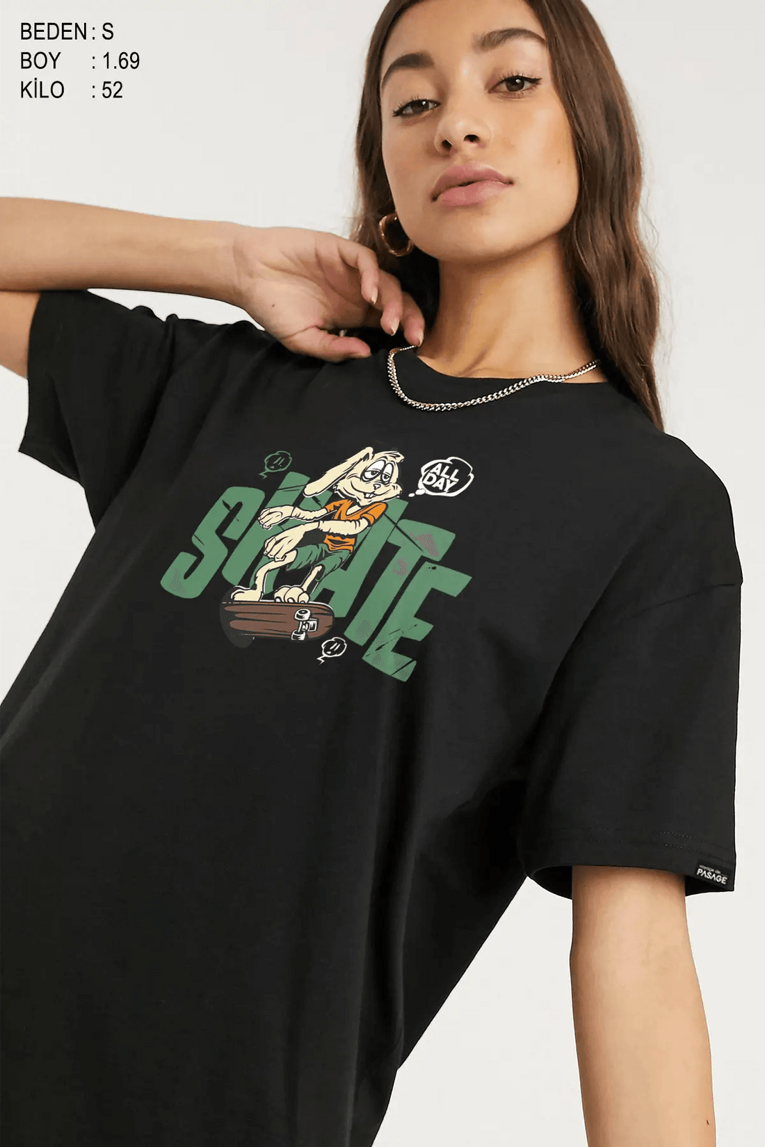 Skate Oversize Kadın Tişört - PΛSΛGE