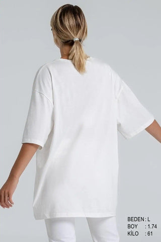 Sketch Tiger Oversize Kadın Tişört - PΛSΛGE