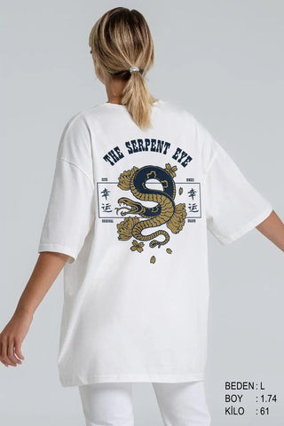 The Serpent Eye Oversize Kadın Tişört - PΛSΛGE