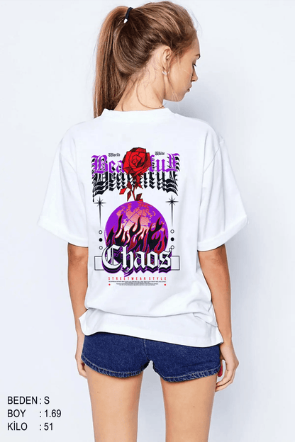 Chaotic Oversize Kadın Tişört - PΛSΛGE