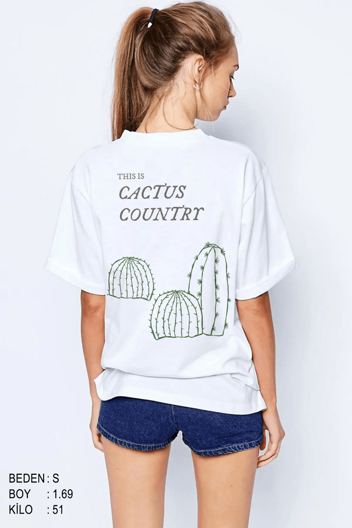 Cactus Oversize Kadın Tişört - PΛSΛGE