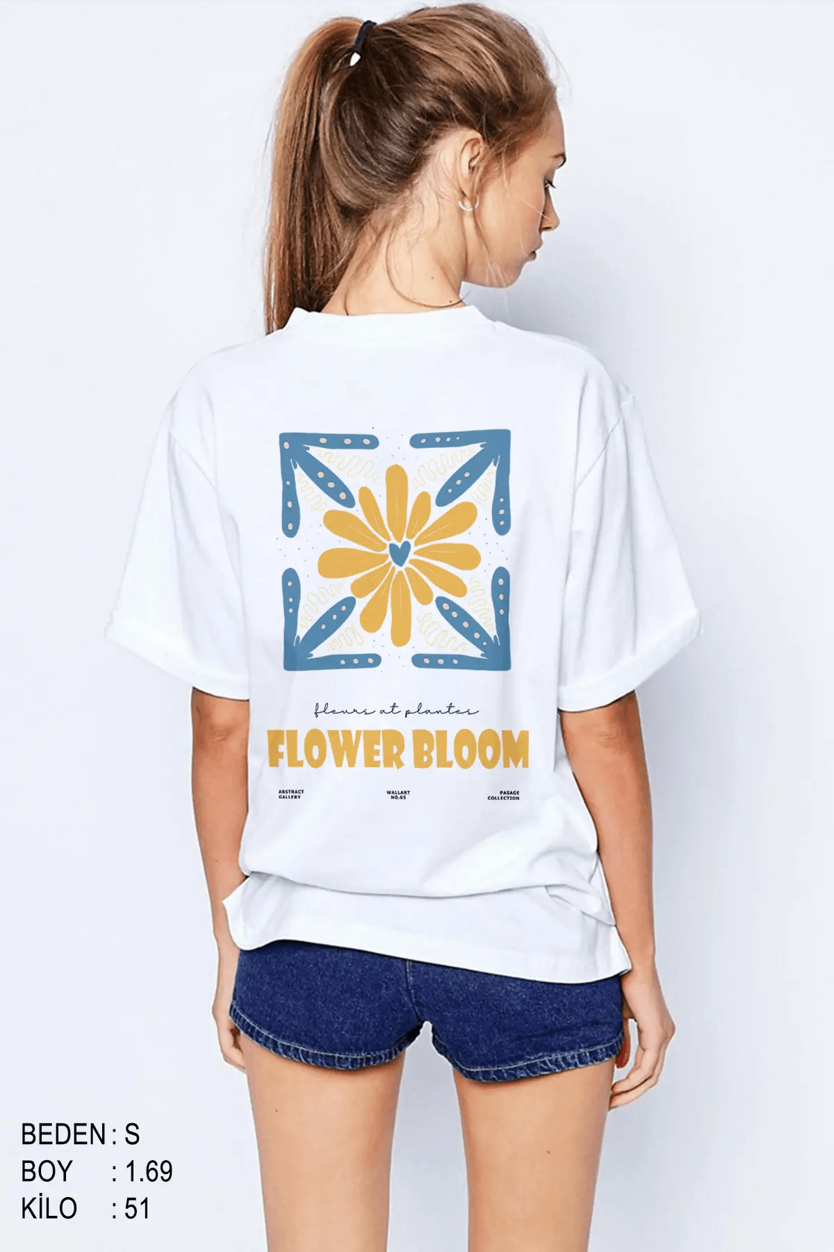 Flower Bloom Oversize Kadın Tişört - PΛSΛGE