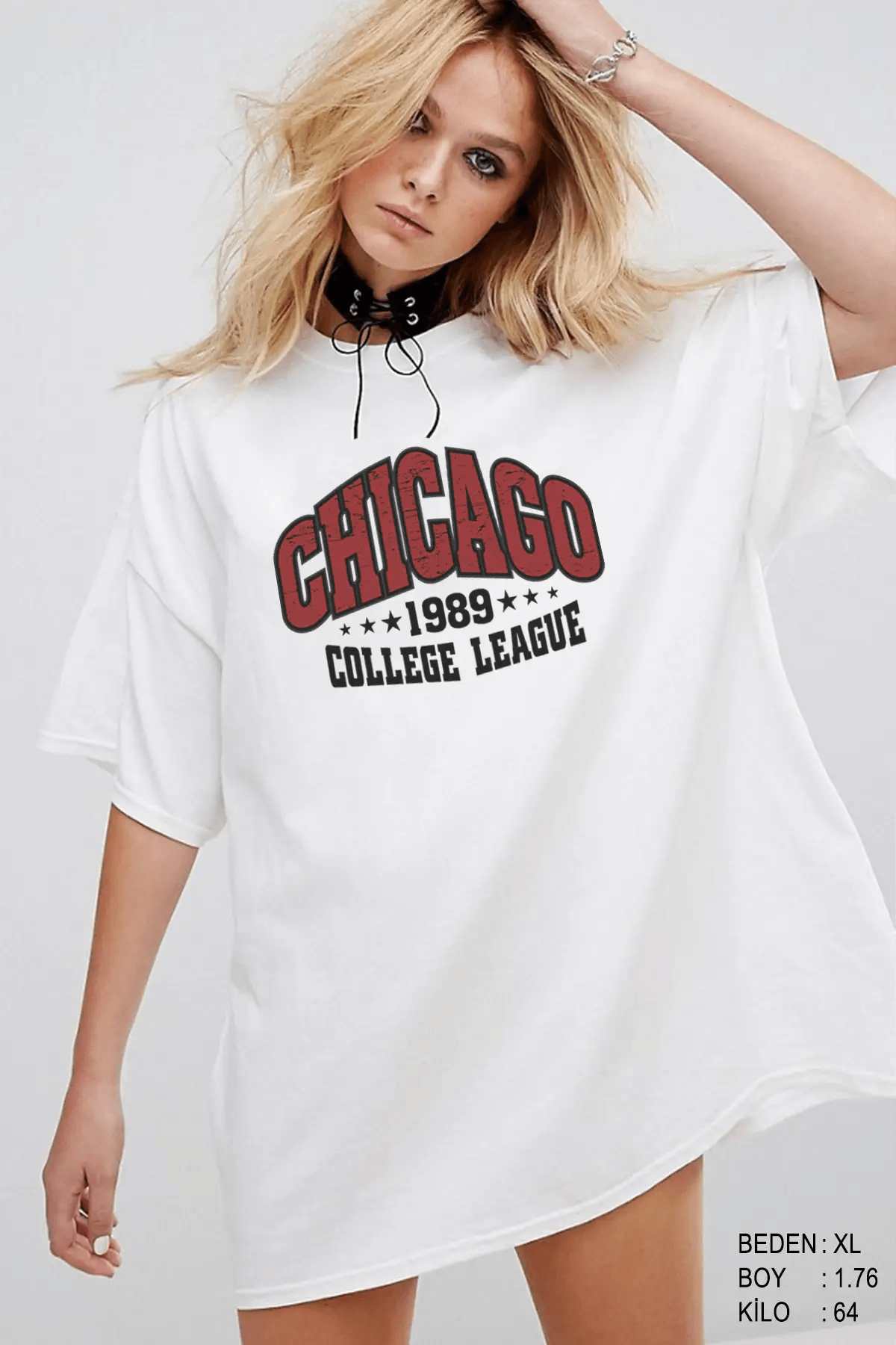 Chicago Oversize Kadın Tişört - PΛSΛGE
