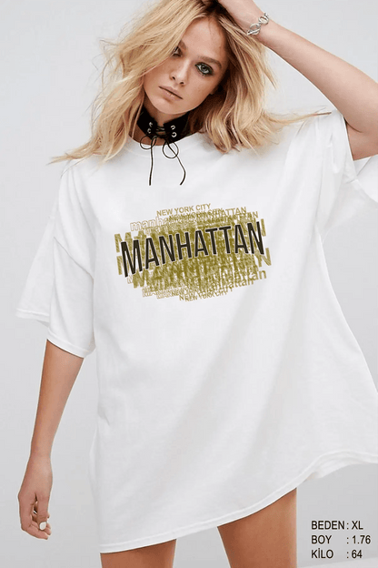 Manhattan City Oversize Kadın Tişört - PΛSΛGE