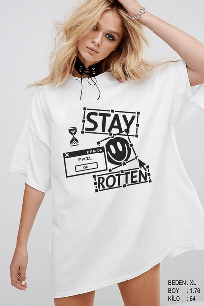 Stay Rotten Oversize Kadın Tişört - PΛSΛGE