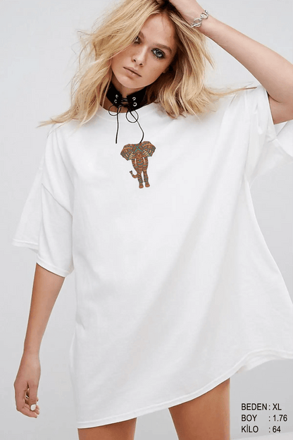 Elephant Oversize Kadın Tişört - PΛSΛGE