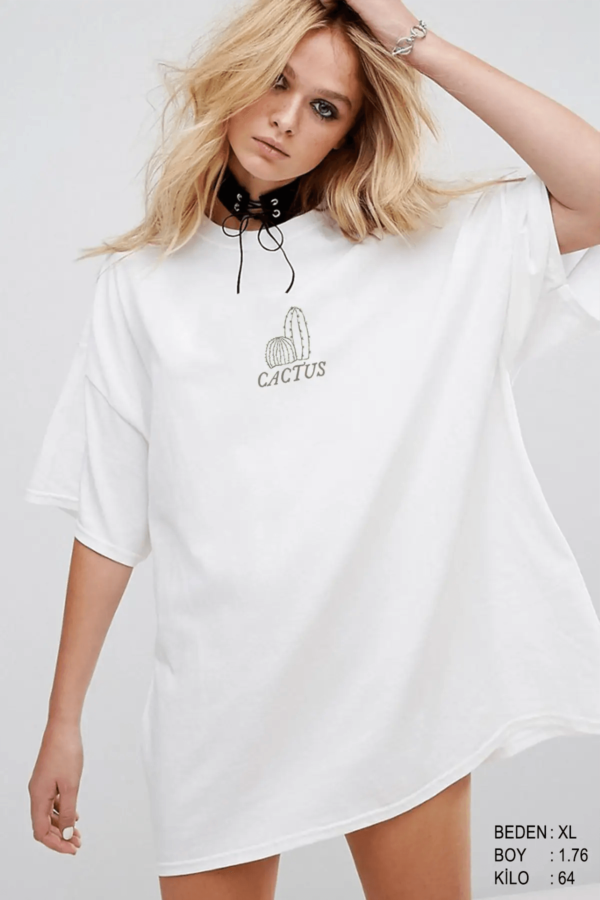 Cactus Oversize Kadın Tişört - PΛSΛGE