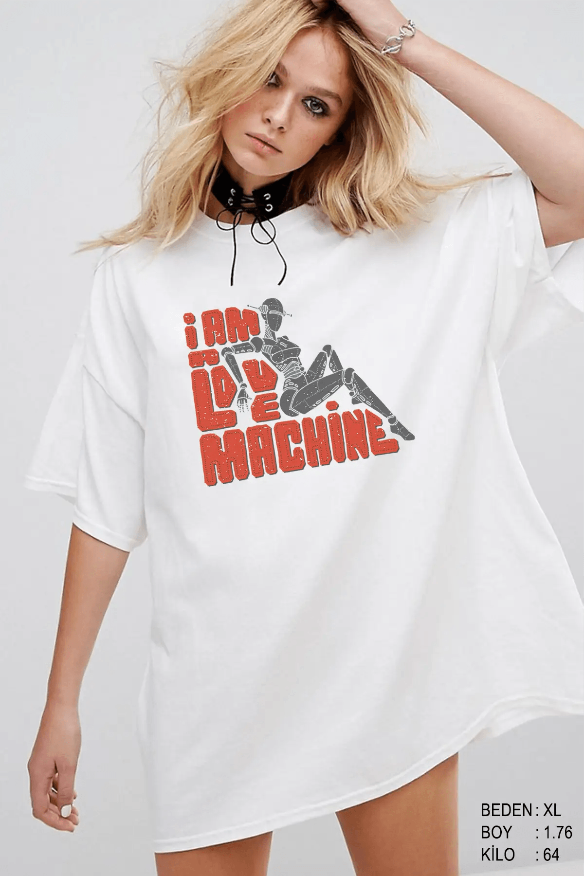 Love Machine Oversize Kadın Tişört - PΛSΛGE