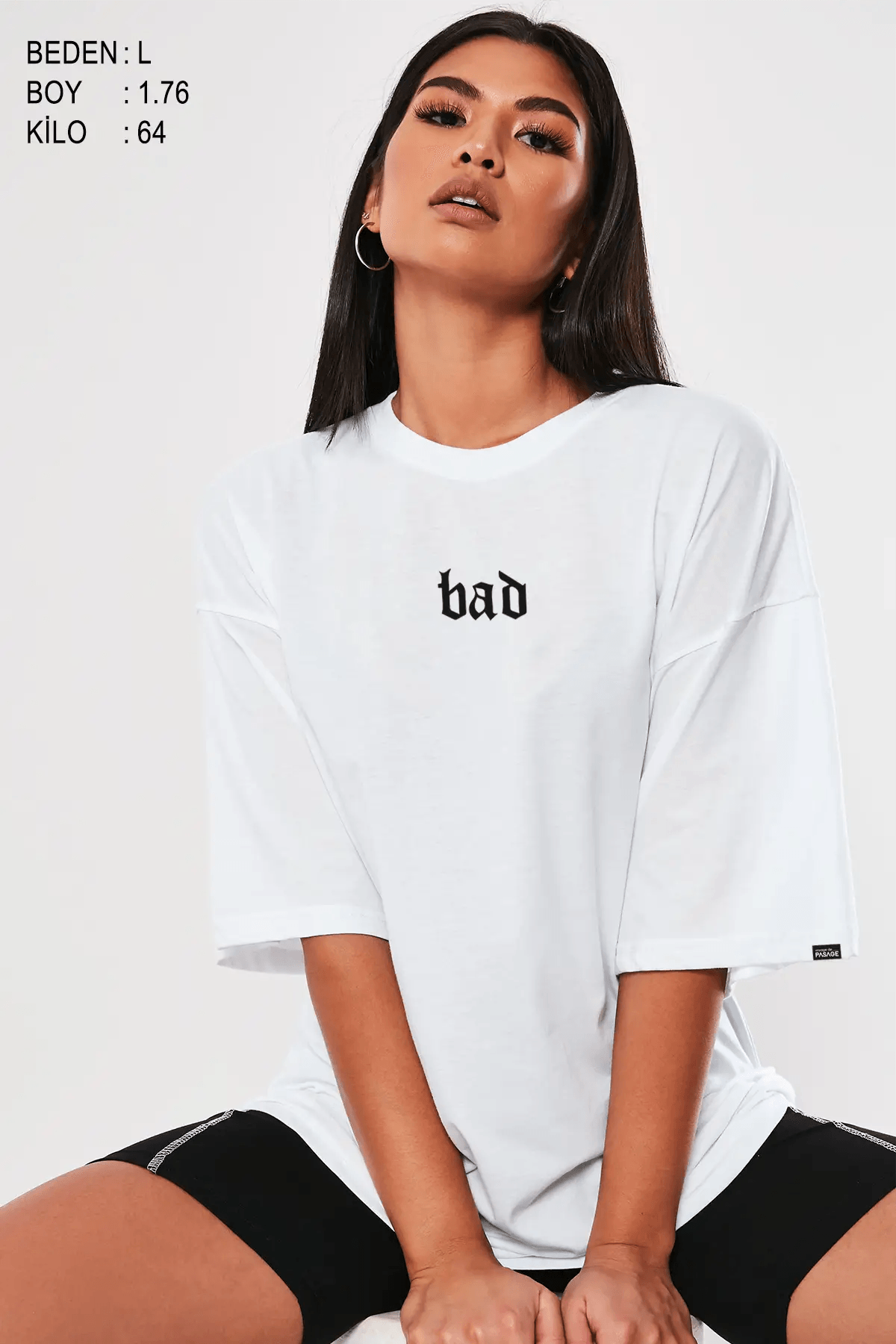 Bad Oversize Kadın Tişört - PΛSΛGE